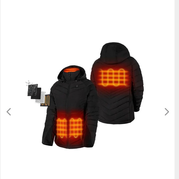 Ororo Women's Black Heated Down Jacket - Picture 3 of 8